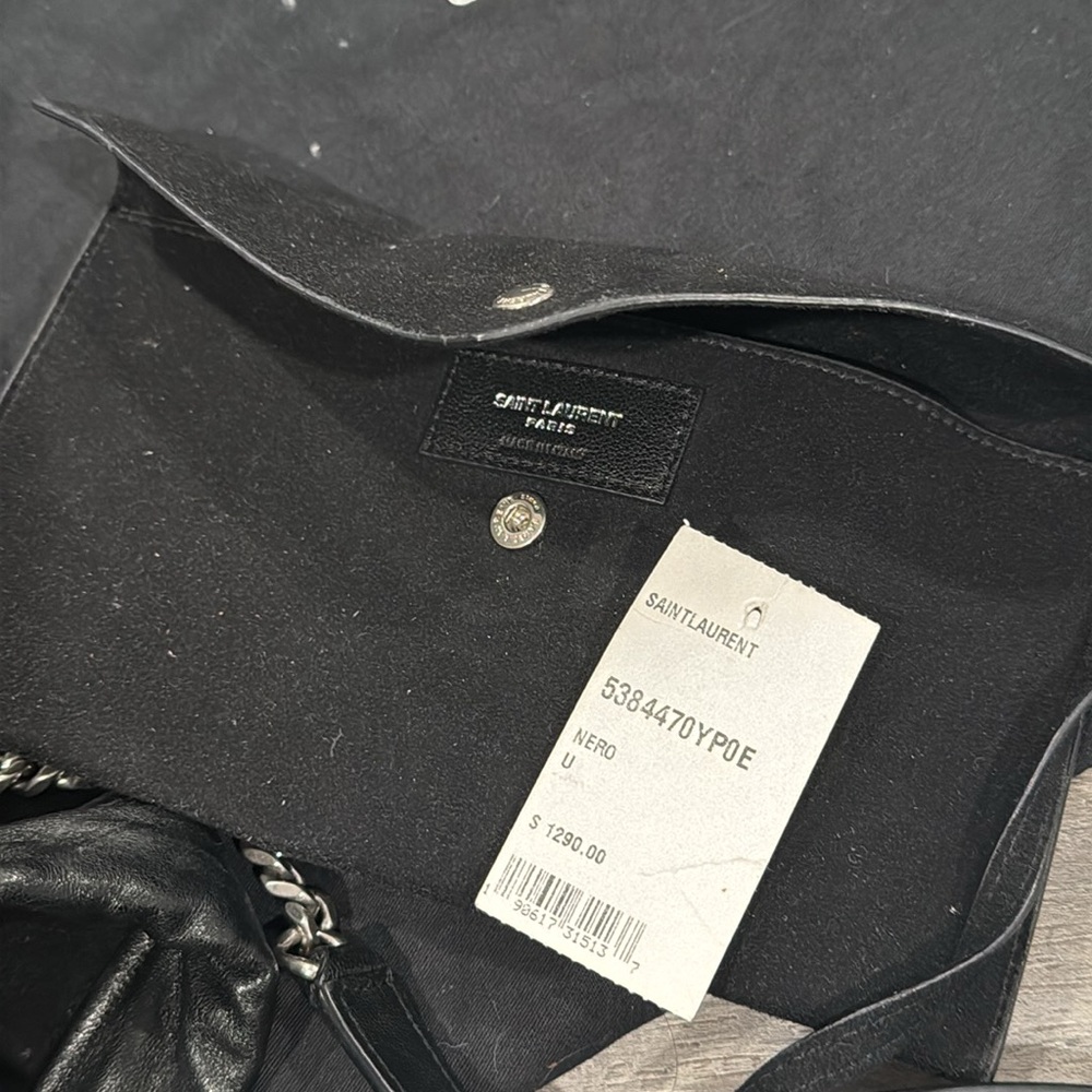 YSL Saint Laurent Teddy Bucket Bag Leather Logo Drawstring Crossbody + Pouch - Picture 7 of 16